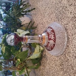 Ebeling & Reuss Czech Cut Lead Crystal Ship Decanter Marchioness Ruby Pattern.